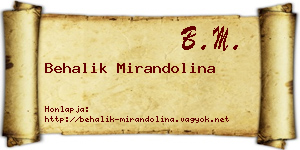 Behalik Mirandolina névjegykártya